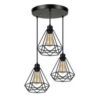 Lustra LED Vintage Suport Rotund 3 Pendule 3x60w